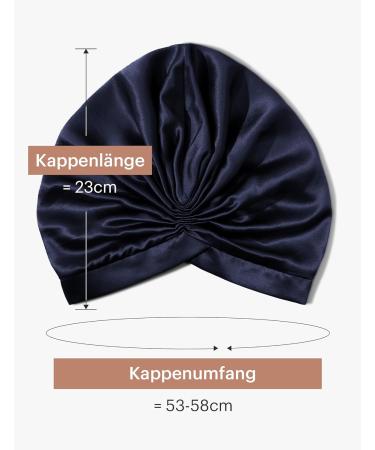 Shop Lilysilk 100% Mulberry Silk Sleeping Cap | 19 Momme Dark Blue Bonnet for Curly Hair - Women's Night Sleep Headgear with Elastic Ribbon - Buy Online on GoSupps.com