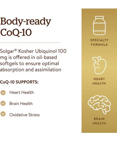 Solgar Kosher Ubiquinol 100 mg â€“ 60 Softgels for Heart Health & Energy - Buy Online on GoSupps.com