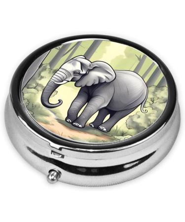 Walking Elephant Round Pill Box - 3 Compartment Portable Pill Organizer for Purse & Pocket | Travel Essential - Buy Online on GoSupps.com