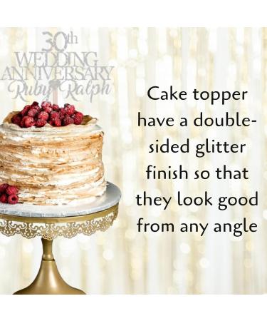 30th Pearl Custom Wedding Anniversary with Both Names. Any years any Names Personalised Cake Topper Glitter Card (GLITTER SILVER) - Buy Online on GoSupps.com