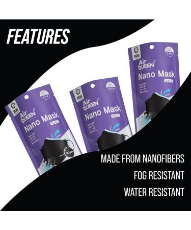 Air Queen BLACK (30 Pack) Nanofiber Mask | FDA Approved 2021 Improved Redesign Ergonomic Design Breathable Ultra Thin and Lightweight Protects from Dust and Pollen Individually Packaged Face Masks Made in Korea - Buy Online on GoSupps.com