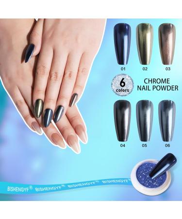 Bishengyf Chrome Nail Powder - Super Mirror Effect | Upgraded Metallic Nail Pigments for Art & Design | High Capacity 2g Blue - Buy Online on GoSupps.com