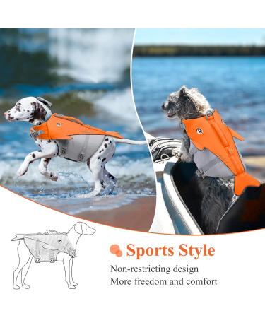 Vivaglory Neon-Orange Dog Life Vest for Small & Medium Dogs | Adjustable Swim Vest | Easy On & Off | 66-79 cm Ribcage Girth - Buy Online on GoSupps.com