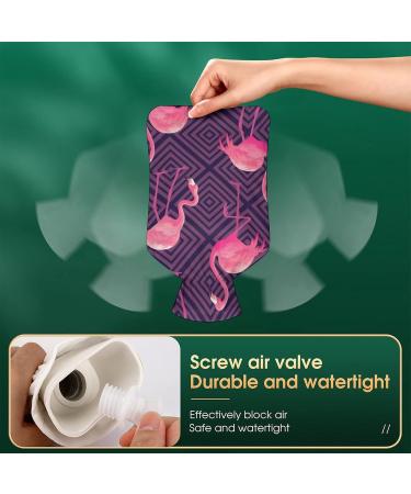 Hot Water Bottle with Lid - Pink Flamingo Rubber Hot Water Bag for Pain Relief Cramps Foot Warmer & Therapy - Buy Online on GoSupps.com