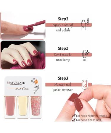 Nail Polish Nail Varnish Pink White Glitter 3 -in-1 Nail Polish Quick Dry Breathable French Manicure Nude Natural Elegant Non-toxic No UV Needed Nail Polishes for Woman Home DIY Nail Art Gift - Buy Online on GoSupps.com
