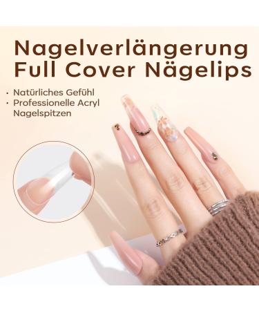 Modelones Nail Tips & Glue Gel Kit - 500 Pieces Mini UV Lamp Gel Nail Extension Set Transparent Color - Perfect Nail Art Gift - Buy Online on GoSupps.com