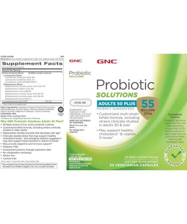 GNC Probiotic Solutions Adults Customized Vegetarian Formula for Adults 50+ Supports Digestive and Immune Health 30 Capsules - Buy Online on GoSupps.com