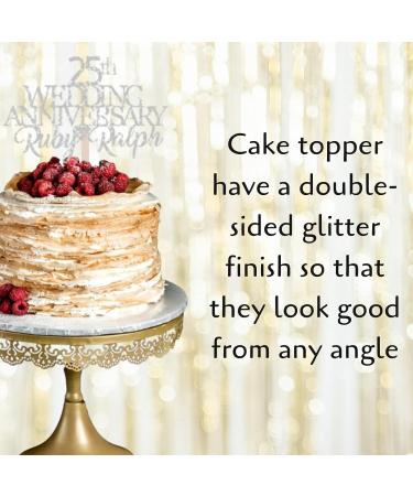25th Silver Custom Wedding Anniversary with Both Names. Any years any Names Personalised Cake Topper Glitter Card 40th Wedding Anniversary Ruby wedding Anniversary (GLITTER SILVER) - Buy Online on GoSupps.com