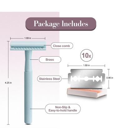 Buy Copper Single Blade Razor - Gentle & Close Shave | Eco-Friendly Double Edge Safety Razor with 10 Blade Refills Long Handle Perfect for Sensitive Skin - International Shipping Available - Buy Online on GoSupps.com