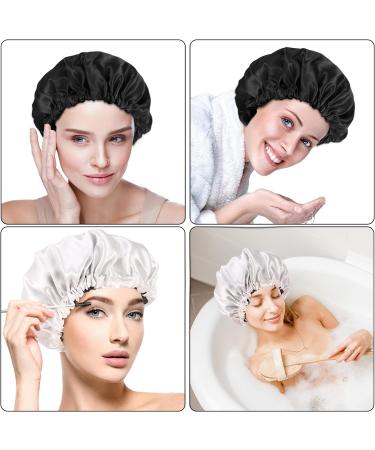 Fuyamp 2 Packs Satin Sleep Cap Adjustable Silky Sleep Bonnet for Women Long Curly Hair Double-Sided Waterproof Satin Hair Cap Extra Large Sleep Satin Bonnet for Women Girls Sleeping Black+White - Buy Online on GoSupps.com