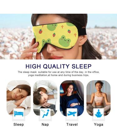 Haskirky Light Blocking Breathable Eye Mask for Adults - Adjustable for Travel, Yoga, Meditation - Cute Frog and Fruit Design - Buy Online on GoSupps.com
