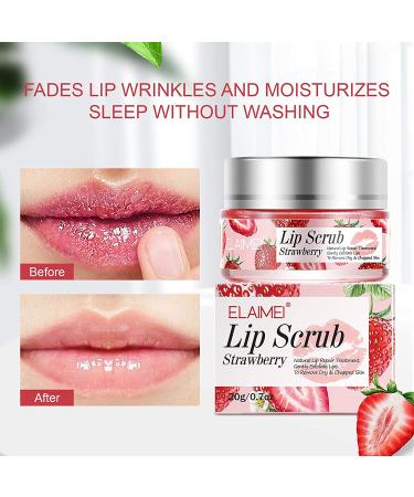 Strawberry Sugar Lip Scrub with Shea Butter - Exfoliating & Moisturizing Lip Care for Soft, Smooth Lips - Buy Online on GoSupps.com