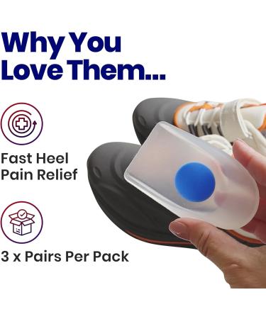 Kids Heel Cups & Inserts for Sever's Disease & Heel Pain Relief | Gel Cushions for Plantar Fasciitis | Size 2-5 (3 Pairs - Blue - Buy Online on GoSupps.com