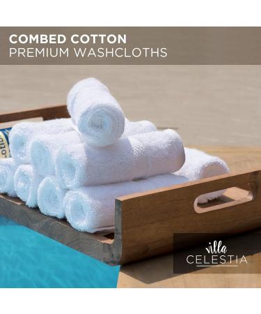 Villa Celestia Premium 100% Cotton White Wash Cloths for Body and Face - Luxury Face Towels 650 GSM (Pack of 6) - Buy Online on GoSupps.com