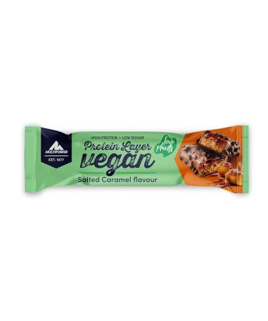Multipower Vegan Protein Layer Salted Caramel Bar - 24% Protein Low-Calorie Fitness Snack 15 x 55g - Healthy Energy Bar for Fitness & Weight Loss - Buy Online on GoSupps.com