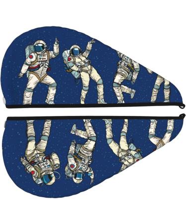 Hair Towel Wrap - Fast Drying Towel Turban for Quick Hair Drying | Disco Party Astronaut Design - Buy Online on GoSupps.com