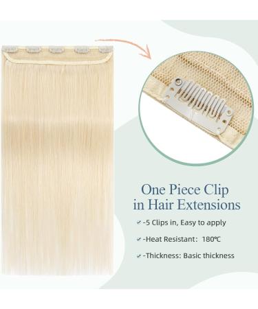 Silk-co Clip in Hair Extension Blonde Human Hair One Piece Real Remy Hair Extenion Straight 3/4 Full Head (14"-45g 60 Platinum Blonde) - Buy Online on GoSupps.com