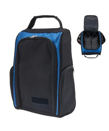 BestFire Golf Shoe Bag for Men and Women, Zippered Design Shoe Carrier Bag with 2 Side Pockets Large Storage Space Shoe Bag for Golf, Basketball, Baseball, Tennis(Blue)
