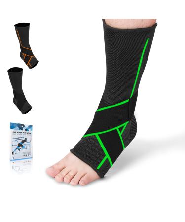 Dr.Kbder Ankle Support Braces for Women & Men Ankle Compression Sleeve Sprained Ankle  Adjustable Achilles Tendon Support for Plantar Fasciitis Relief Heel Cups for Heel Pain (Single/Green/Large) Green-Large
