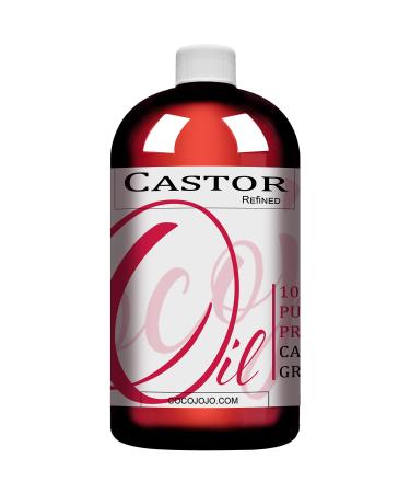 Castor Oil - 100% Pure Refined Non-GMO Cold Pressed Bulk Carrier Oil - 32 oz - for Hair Skin Nails Body Cuticles Skin Eyelashes Brows Beard Mustache Salon Quality Premium Grade - Packaging May Vary