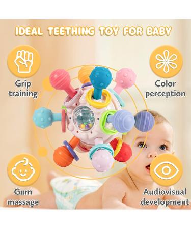 Daboot Teething Ball Toy for Babies 0-6 Months | Sensory Infant Teether Rattle Chew Toy | Easy to Hold | Baby Girl Boy Gift (Pink) - Buy Online on GoSupps.com