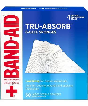 BAND-AID TRU-ABSORB Gauze Sponges 4X4IN 50 Count - Medical-Grade Wound Dressing - Buy Online on GoSupps.com
