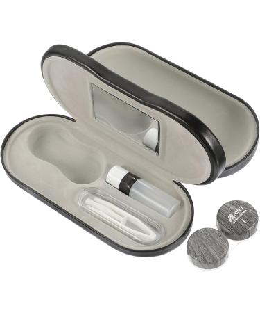 Homsfou 4 Set Glasses Case & Contact Lens Holder - Dual Purpose Leather & Metal Travel Organizer - Buy Online on GoSupps.com