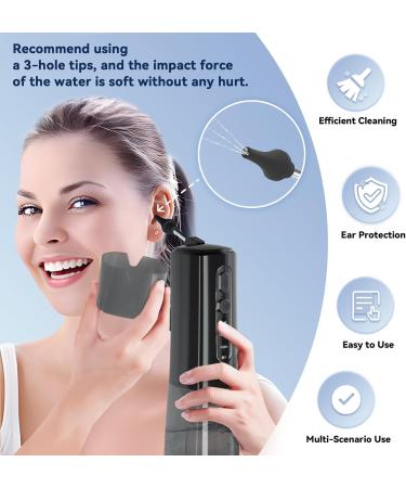 Water-Powered Ear Wax Removal Kit | Electric Irrigation Cleaner with 3 Pressure Modes & 4 Tips - Effective Ear Wax Remover (Black) for International Shipping - Buy Online on GoSupps.com