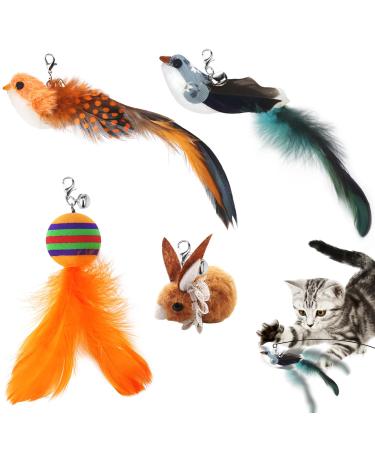 Interactive cat toys bird with springs cat feathers replacement springs 4 pieces cats toy interactive replacement with bells and feather interactive cat toys spring toys for small big cats kitten toys