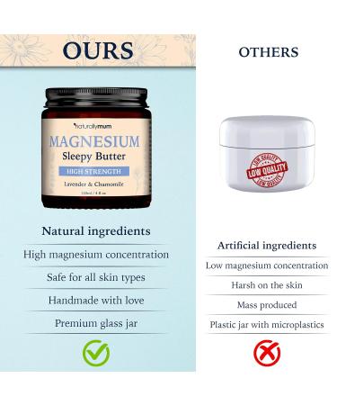 Magnesium Butter NATURAL & VEGAN - Topical Magnesium Chloride Cream Butter Support for Sleep Bone Heart & Muscle Health - Lavender & Chamomile High Strength Balm - Made in UK & Safe for Kids - Buy Online on GoSupps.com