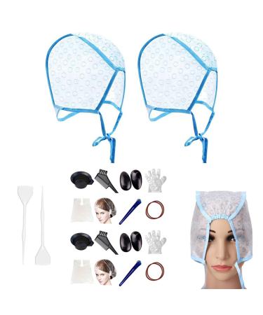 Kiuiom highlight hair cap set highlight hood with holes 22 parts diy beauty salon tool kit tools for coloring the hair hair coloring stain set hairdresser accessories coloring cap cap