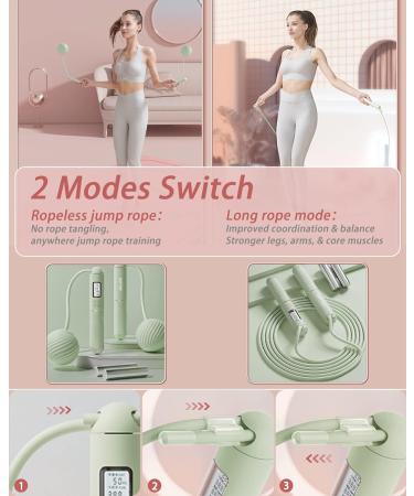 YOTTOY Cordless Weighted Skipping Jump Rope with Counter - Green | Fitness Exercise Ropeless Jump Rope for Women Training Indoor and Outdoor - Buy Online on GoSupps.com