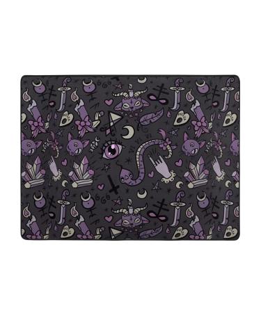 Purple Black Goth Spooky Flannel Non-Slip Floor Mat - Comfortable Lint-Free Relieving Foot Pressure Suitable for Many Occasions Size: 63x48 Inches