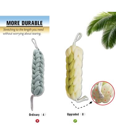 Bolder Long Stretch Back Scrubber Exfoliating Loofah Mesh Pouf Bath Shower - 2-Pack for Men and Women in Pink+Green - Buy Online on GoSupps.com