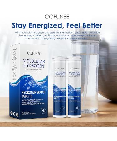 COFUNEE Hydrogen Tablets with Magnesium - H2 Molecular Hydrogen Tabs for Drinking Water Hydration Electrolytes Supports Healthy Aging Focus & Daily Energy Fast-Dissolving Tablets 60 Count - Buy Online on GoSupps.com