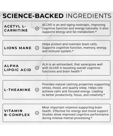 ACEWORKZ Elite Brain Supplement - Nootropic for Focus Memory & Clarity | Natural Energy Caffeine-Free | 60 Capsules - Buy Online on GoSupps.com