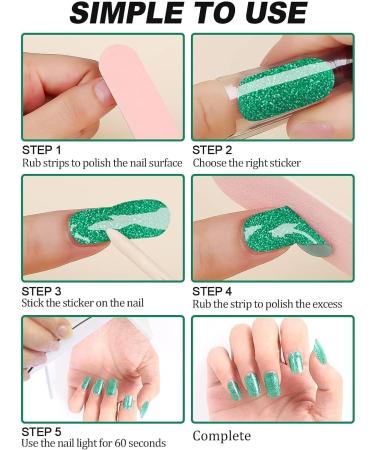 Kalolary Gel Nail Polish Strips Semi Cured Nail Gel Art Sticker Waterproof Full Nail Wraps Decal Sets with Nail File and Stick for Women Girls Nail Art Decor (UV/LED Lamp Required) (Shiny Green) - Buy Online on GoSupps.com