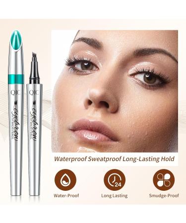 QIC Eyebrow 4 Tip Brow Pencil - Waterproof Long-Lasting Microblading Pen for Natural Brows (Light Brown-01) - International Shipping Available - Buy Online on GoSupps.com
