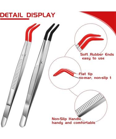 wiianoxd 4 Pieces Tweezers Curved Curved Rubber Tip Tweezers Stainless Steel Tweezers for Laboratory Jewellery Making - Buy Online on GoSupps.com