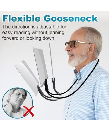 5X Hands-Free Magnifying Glass for Neck Wear 6.7" x 9.5" Larger Full Page Magnifying Lens with 10X Foldable Handheld Magnifying Glass for Seniors and Low Vision Person (White) - Buy Online on GoSupps.com