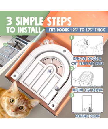 Purrfect Portal Meow Manor Cat Door Interior Door - No -Flap -Fits Cats Up to 20 lbs- Easy DIY Setup - White With Silver Accents - Buy Online on GoSupps.com