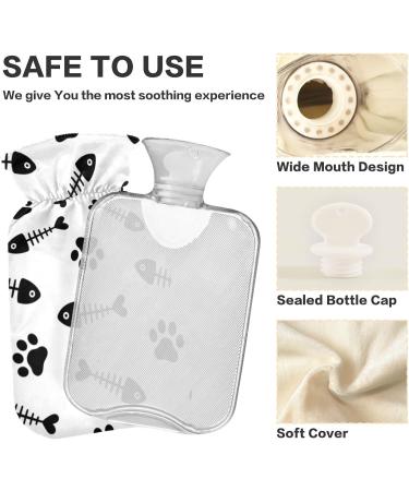 NAANLE Hot Water Bottle with Fishing Patch Motif - 1L for Bed & Heat Therapy | Transparent Bag Included - Buy Online on GoSupps.com