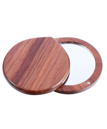 Beaupretty Small Compact Mirror Handheld Makeup Mirror Wooden Cosmetic Mirror for Outdoor Makeup Purses Travel Supplies