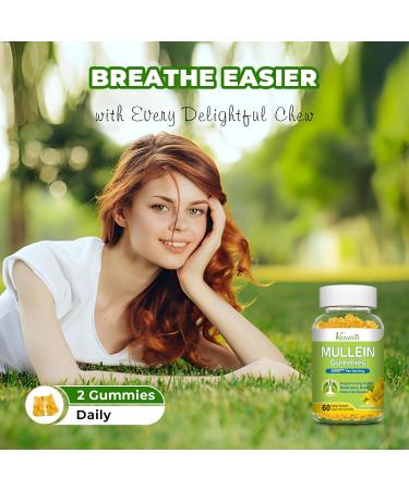 Mullein Gummies, Mullein Leaf Extract with Bromelain, Quercetin, Pine Bark Support Lung Cleanse for Healthy Breathing, 60ct Mango 60 Count (Pack of 1) - Buy Online on GoSupps.com