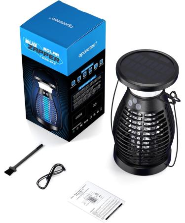 Solar Bug Zapper Indoor 3 in 1 UV Mosquito Killer Lamp 4000mAh 4200V Electric Fly Zapper USB Rechargeable Insect Killer Traps for Office Kitchen Bedroom Garden Camping Outdoor Black Black#01 - Buy Online on GoSupps.com