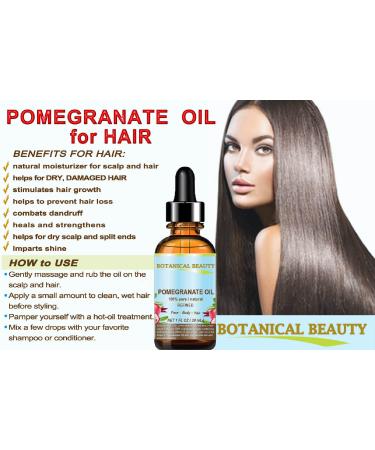 Botanical Beauty POMEGRANATE OIL 100% Pure Natural Refined Cold-pressed Carrier oil 4 Fl oz 120 ml for Face Skin Body Hair Lip Nails. Rich in vitamin C - Buy Online on GoSupps.com
