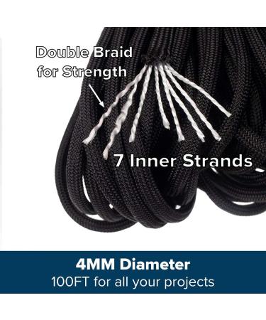 Paracord Planet Type III 550 Paracord Nylon - Black | Multiple Sizes & Colors | 550 LB Strength | 100 feet - Buy Online on GoSupps.com