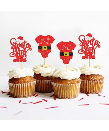 Keaziu 24 Pack Santa Baby Christmas Cupcake Toppers Picks Red Christmas cloth HoHoHo Celebrate Christmas Cupcake for Christmas Theme Birthday Party Cake Decorations Supplies Santa cloth - Buy Online on GoSupps.com