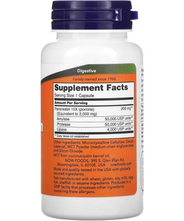 Buy Now Foods Pancreatin 10x 200 mg - 100 Capsules | International Shipping Available - Buy Online on GoSupps.com