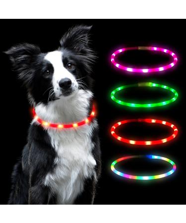 Auauy LED light neck band Dog USB Charging Long -adjustable pet safety silicone collar cutable waterproof luminous band for dogs and cats 4 mode (red) - Buy Online on GoSupps.com
